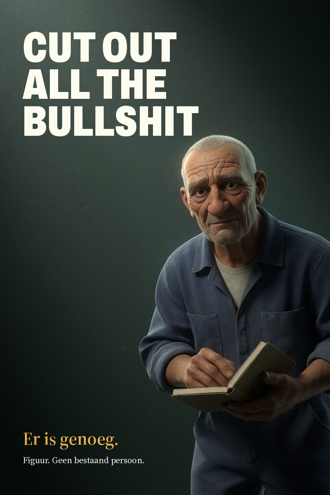 Poster: Cut out all the bullshit — Er is genoeg